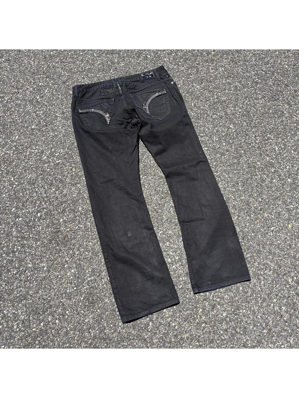 Robin's Jean Black Embellished Straight Leg Jeans Size 38